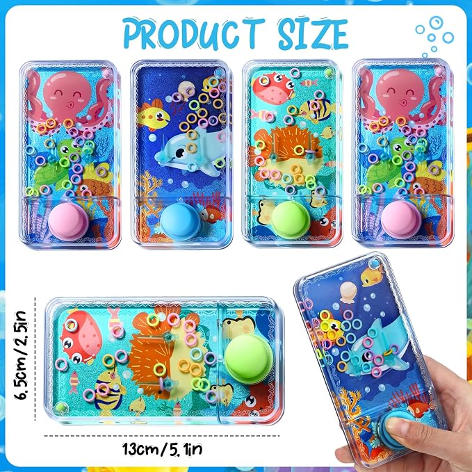 Cleboen 12 Pack Handheld Water Games for Kids, Water Ring Toss Handheld Games Under the Sea Party Favors Goodie Bag Stuffers Classroom Rewards for Boys Girls, Stress-Relief Car Games Travel Toys
