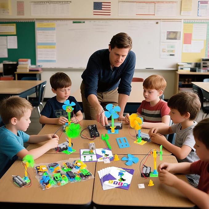 Bulk STEM Kits - 8 Set Electrical Fans, Girls Boys Crafts Science Kits for Kids Age 8-12, STEM Toys for Boys 6-8 8 10 12 13 Classroom, Engineering Activities Experiments Projects Circuit Sunmmer Toys