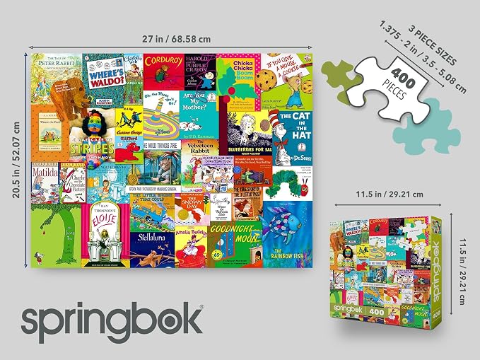 Springbok - Childhood Stories - 400 Piece Jigsaw Puzzle Collage of Favorite Children's Books from The Past and Present