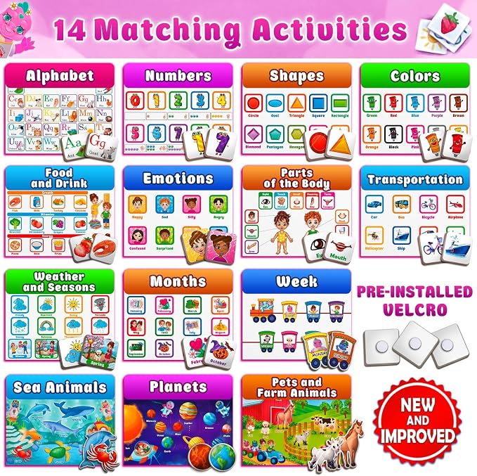 Curious 2 Learn Montessori Busy Book for Toddlers Ages 3–5 — PRE-Installed Velcro, 28 Activities, 165+ Pieces, Travel Bag & 8 Markers — Screen-Free Preschool Learning Toy, Boys & Girls