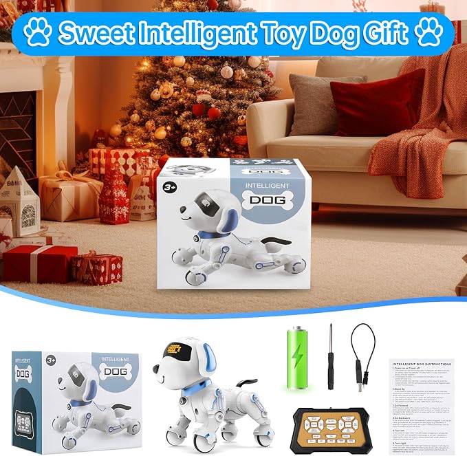 Dwi Dowellin Robot Dog for Kids 8-12,Remote Control Smart Robotic Dogs Pet Puppy Robotic Toy,Interactive Touch Walking Talking Toys for Boys Girls Christmas Birthday Gifts