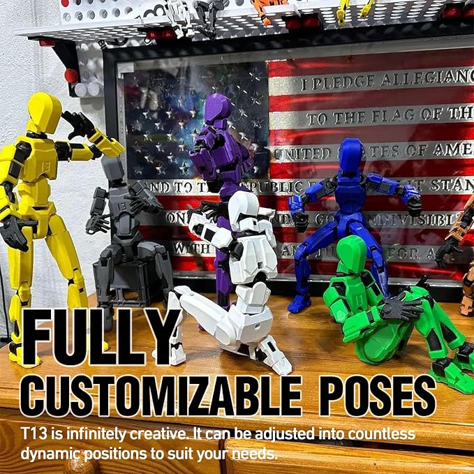 FoxVilla Assembly Completed T13 Action Figure, Titan 13 3D Printed Action Figure, Lucky 13 Assembled Dummy 13 Glow in The Dark