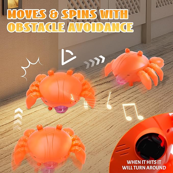 Crab Bubble Machine for Kids,Interactive Crawling Crab with LEDs & Music, USB-C Rechargeable,Automatic Bubble Blower for Toddlers, Perfect for Kids Ages 3-15, Outdoor, Garden, Parties, Birthdays
