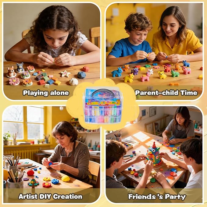Ixiaoyoo 51 Colors Polymer Clay, DIY Modeling Clay Starter kit for Kids, Oven Baked Model Clay Art & Crafts Toys with Sculpting Tools, Non-Sticky, Birthday & Christmas Gift for Kids & Adults Artists