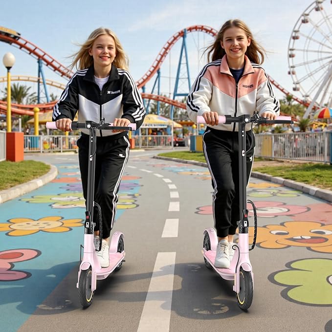 Werhy Kids Electric Scooter, 350W Motor, 19 Mph Speed & 15 Miles Range, 8.5" Solid Tires, Lightweight Foldable Scooter with Dual Braking System, Max Load 265LBS