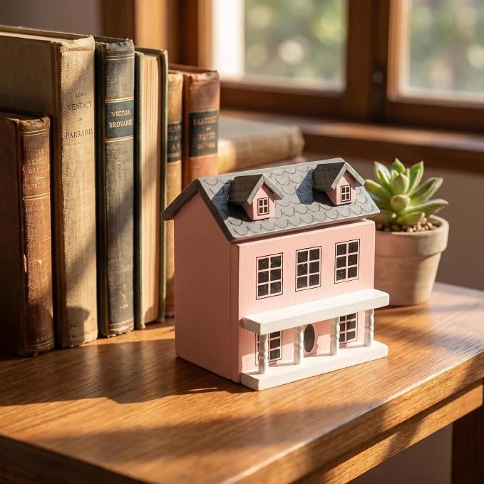 Miniature Villa Model Wooden Tiny House Compact Dollhouse Mini House Storage Decoration Ornament Accessory for Tabletop Display