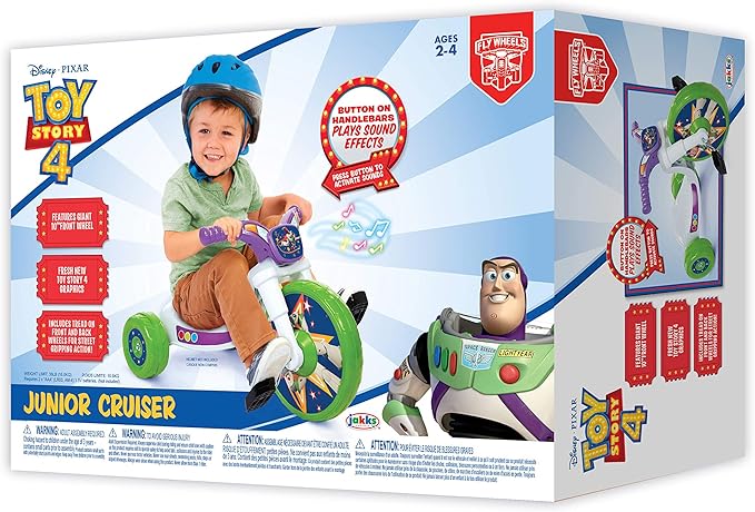 Disney Toy Story Ride-On 10" Fly Wheels Tricycle with Sounds - Toddler Bike Trike, Ages 18-36M, for Kids 33”-35” Tall - 35 lbs. Weight Limit