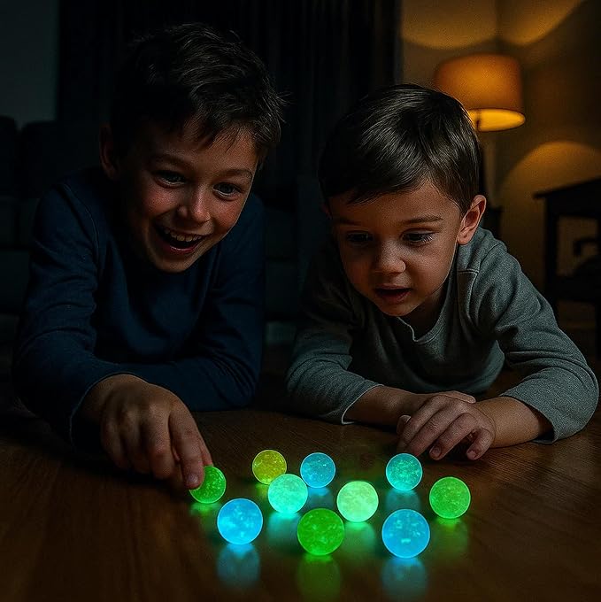 ARSUK Glow in the Dark Marbles Large Glass Shooter Marbles for Decoration 25mm/1 inch 10pcs Assorted Colour Marble Game, Marble Run Accessories Learning and Recreational, Sports & Outdoor Play