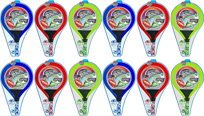 Badminton Set with 2 Rackets, Beach Ball and Birdie - Assorted Colors - Light Paddle Ball Tennis Racket Outdoor Games Beach Toy Set 5135