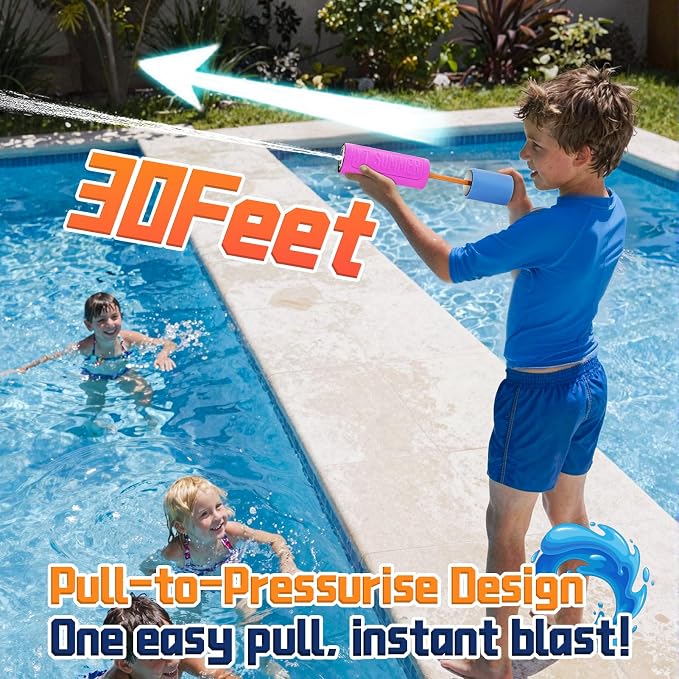 Water Guns for Kids Adults Toddler, High-Capacity Foam Squirt Gun Toy, Summer Fun Water Toys for Pool Outdoor Beach Games, Water Blaster for Ages 4-8 8-12 Boys Backyard Party Play (6.3" 6PCS)