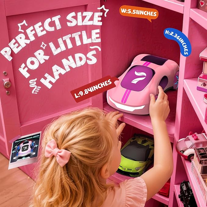 AEROQUEST Pink Hand Controlled RC Cars for Girls | Remote Control Stunt Drift USB-C Charging Light Spray Sound Gesture Sensing Spotrs Birthday Holiday Gifts 2.4GHz 4WD