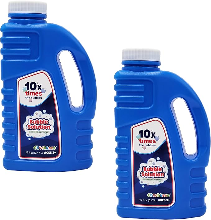 16 oz Concentrated Blue Bubble Solution Bottle with Handle, Refills up to 1.25 Gallons, Non-Toxic Concentrated Solution for Bubble Machines, Giant Bubble Wands, Bubble Gun and Blowers (2-Pack)