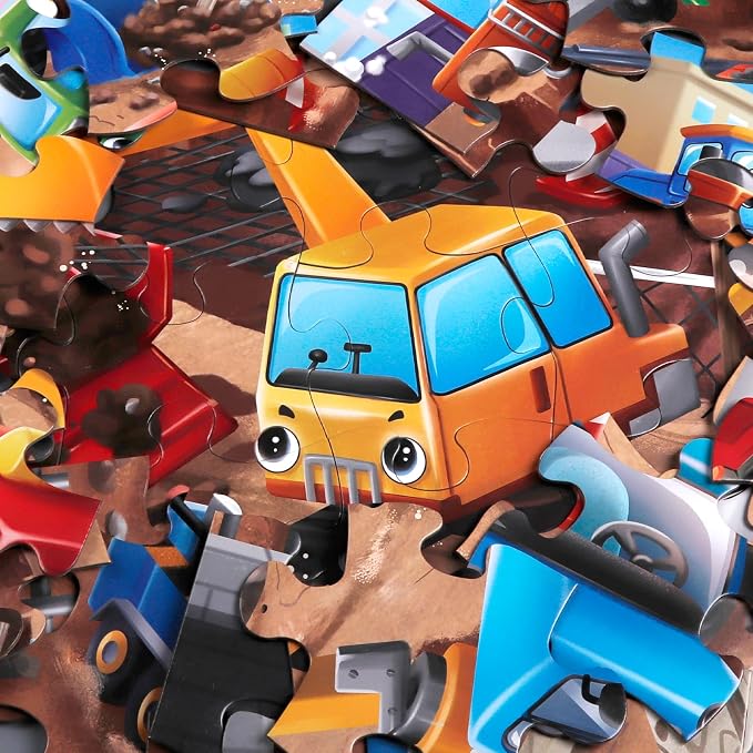 Jumbo Floor Puzzle for Kids,Construction Site Jigsaw Large Puzzles,48 Piece Construction Vehicle Puzzle for Toddler Ages 3-5,Children Learning Preschool Educational Toys,Gift for 4-8 Years Old