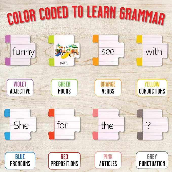 Hapinest Sentence Building for Kids, Learning Game Grammar Reading & Speech Therapy Materials Activities, Kindergarten 1st 2nd Grade Special Education Classroom Must Haves for Teachers & Homeschool