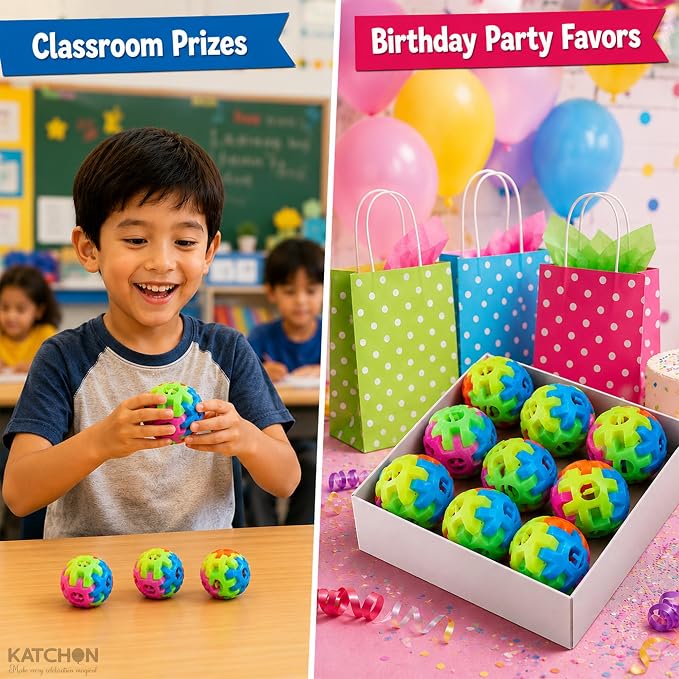 KatchOn, 3D Puzzle Ball Brain Teasers for Kids - Pack of 12 | Fidget Ball Puzzle for Kids 4-8, Prizes for Classroom, Goodie Bag Stuffers, Educational Toys for Birthday Party, Back to School Gifts