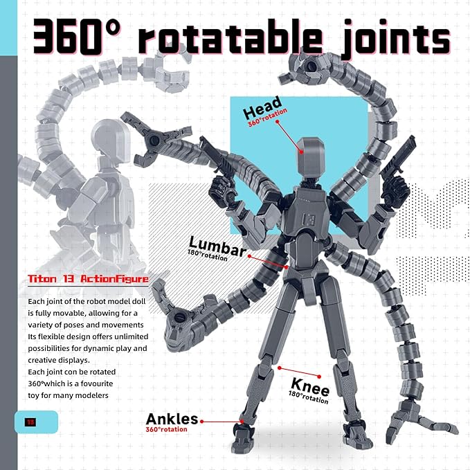 T13 Already Assembled Action Figure Accessories,T13 Multi-Jointed Movable,for Collectors Desktop Decorations t-13 Movability 3D Printed Toys