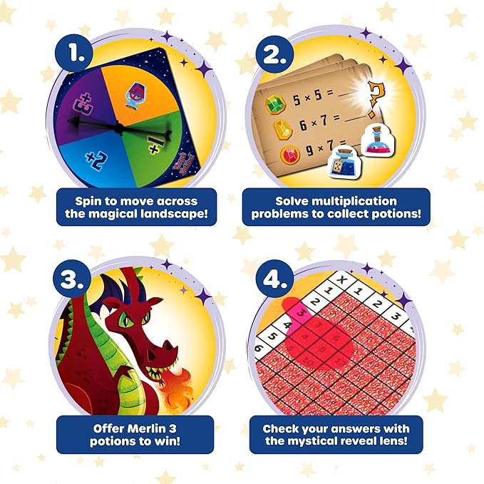 Learning Resources Wizards of Mathland - Multiplication Math Games for Kids, 2nd - 3rd Grade Classroom Board Game, Fun Educational Homeschool Games for Elementary Kids, Math Learning Board Game