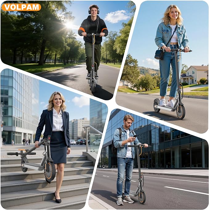 VOLPAM Electric Scooter, 350W/500W/800W/1000W/250W Powerful Motor & 19/22/ 9 MPH Top Speed, 16-28-10 Miles Long Range, Folding E Scooter Choice