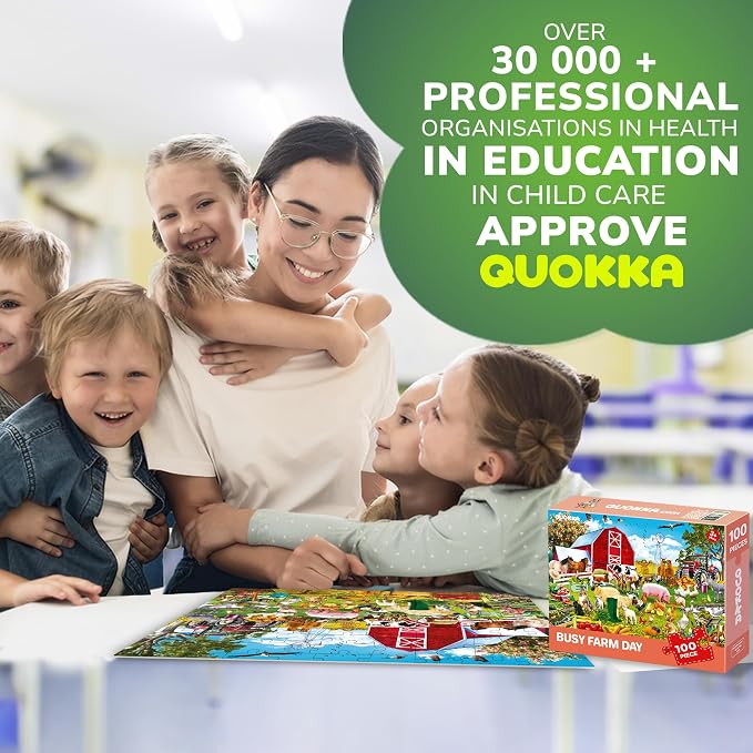 QUOKKA 100 Piece Puzzles for Kids Ages 4-6 – Floor Kids Puzzles Ages 6-8 Year Old – Toy for Learning Farm Animals for 8-10 yo – Jigsaw Toddler Game for Boy and Girl Ages 3-5