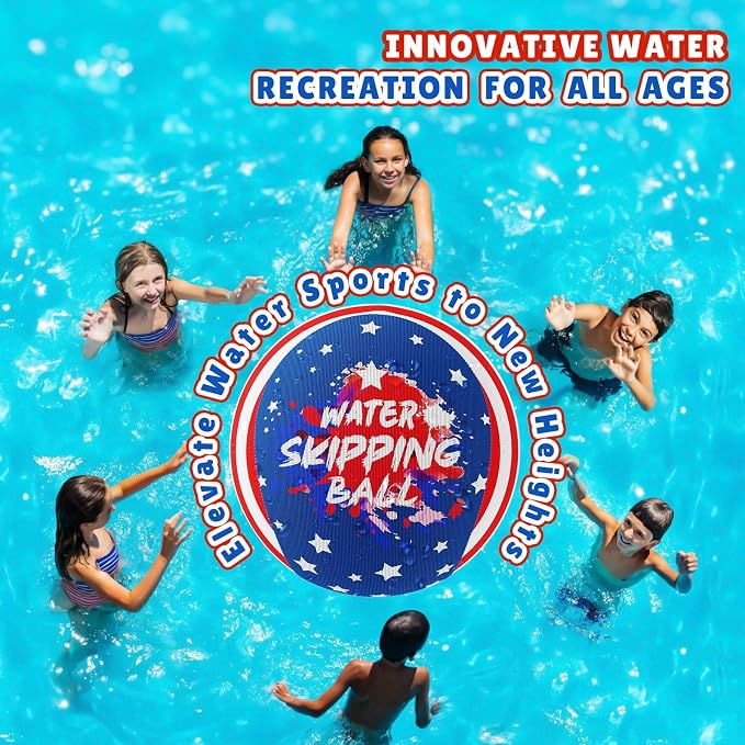 5 Pack Water Bouncing Ball, 4th of July Splash Skip Water Balls for Fly Swimming Pool Games, 5 Pack Colorful Skipping Balls for Kids 4-8-12 and Adult, Summer Toys Gifts Independence Day Water Party