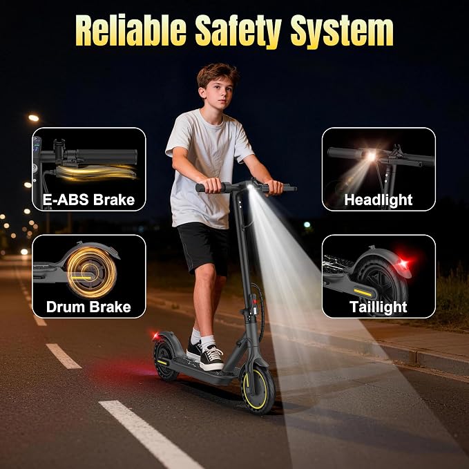 WERHY Foldable Kids Electric Scooter for Aged 6-10, 350W Motor, Max 12/16Miles Long Range, 19 MPH Max Speed, 8.5" Solid Tire, Lightweight Foldable E-Scooter with Dual Braking, Digital Display