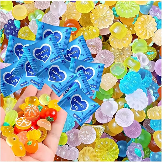 Mini Glow In The Dark Animal Resin Models, Resin Animals Mystery Bags, Individually Wrapped Blind Bags Tiny Animal Figurines, Collectible Mini Animals For Fairy Garden, DIY Crafts (100, Fruit)