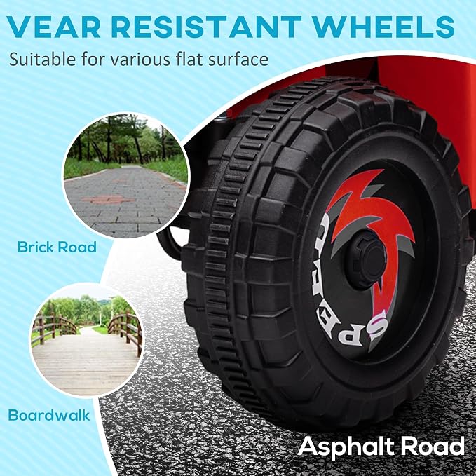 Aosom Kids ATV Quad Car, 6V Four-Wheeler Ride on Toy for Kids with Forward Backward Function, Wear-Resistant Wheels for Toddlers Ages 18-36 Months, Red