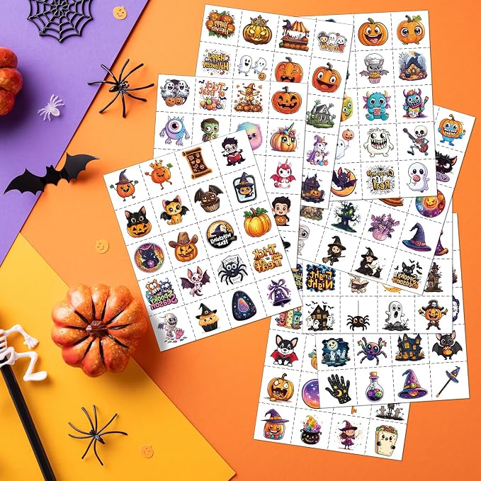 JCFIRE Halloween Temporary Tattoos for Kids, Halloween Party Favors, Treat or Trick Supplies, Crafts for Goodie Bag Stuffers, Birthday Party Decorations Accessories, Games, Toys, Gifts