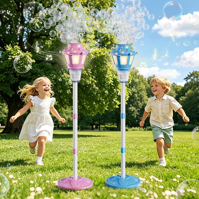 BBnote Street Lamp Bubble Machine with Light, Rechargeable Outdoor Summer Bubbles Toys for Kids & Adults, Bubble Blower and Wand Toy, Birthday Christmas Party Gifts for Toddlers Teens