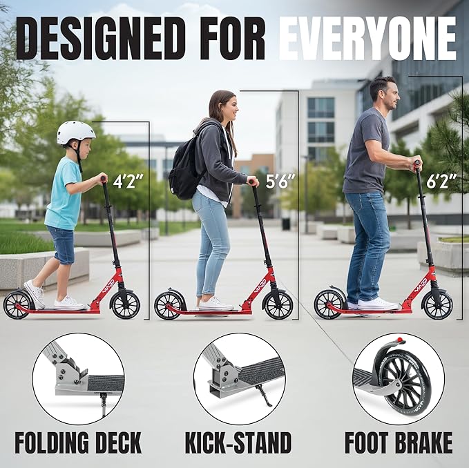 Kick Scooter for Kids, Teens & Adults - Lightweight Durable Frame, Smooth Ride, Sturdy Deck - Fun Rides for All Ages - Madd Gear