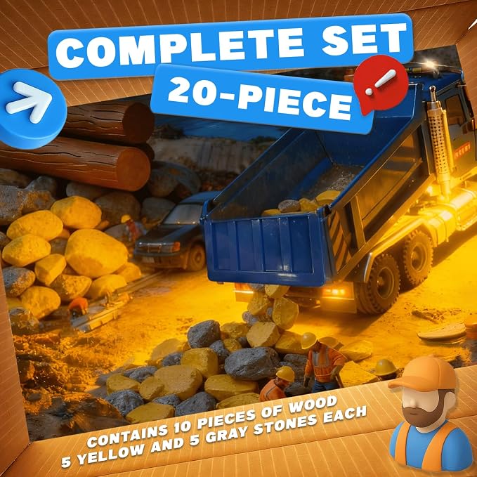 SMILESSKIDDO Dump Truck Toy - 1:12 Large Friction Powered Truck with Air Pump Function, Lights & Sounds, Boy Toys Age 3, Birthday Gift for 3 4 5 6 7 8 Years Old Boys Girls, Toys for Kids 3-5