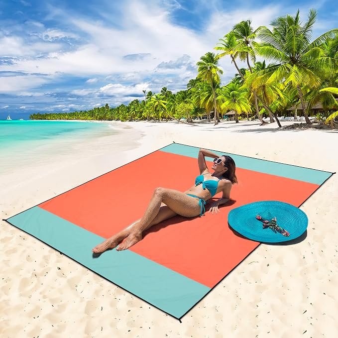 HIHOHO Beach Blanket Waterproof Sandproof Extra Large Beach Mat 79" X 83"/120"x108"for 1-8 Adults Quick Drying Durable Outdoor Picnic Mat for Beach Travel Camping Hiking