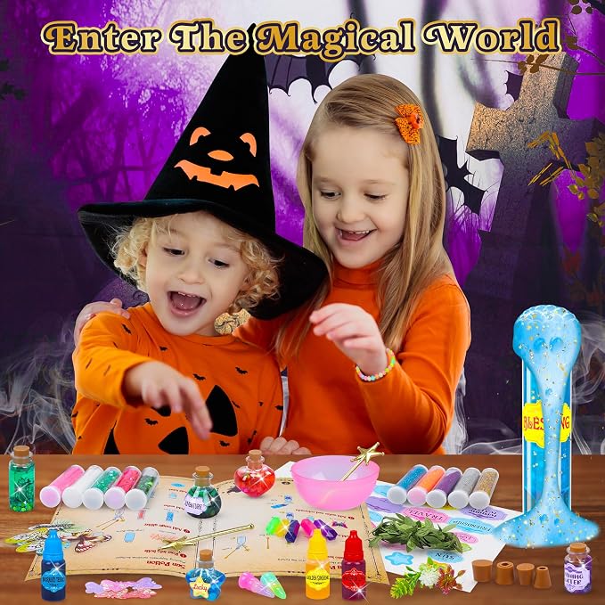 Fairy Magic Potions Kit for Kids, with Magical House, 26 DIY Mixed Magic Wizard Potion Bottles, Mystery Potions Craft Kit, Christmas Decorations Birthday Gifts for Age 6 7 8 9 10+ Year Old Girls Boys