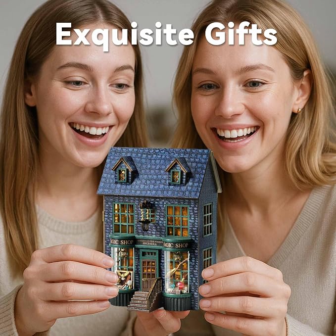 Flever Dollhouse Miniature DIY House Kit Creative Room with Furniture for Romantic Valentine's Gift (Magic Store)