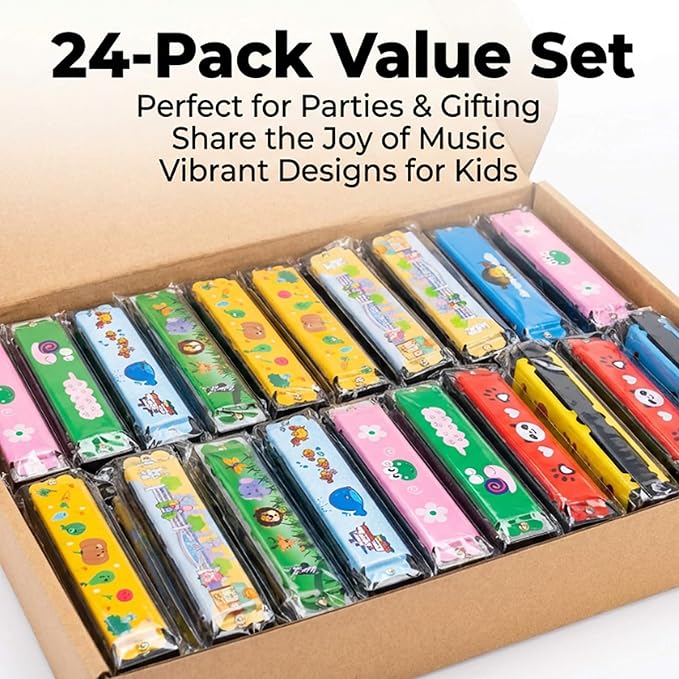 Kids Harmonicas, 24 Pcs | Bulk, Party Favor Toys, Goodie Bag Stuffers