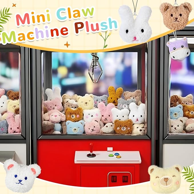 Libima 40 Pcs Mini Stuffed Animals Sea Animal Fruit Plush Keychain Set for Carnival Birthday Classroom Prizes Decoration for Clothes (Adorable)