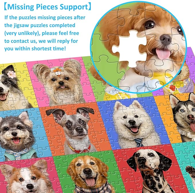 300 Pieces Puzzles for Adults, Multicolor Dogs Puzzle for Adults Children Seniors, Challenging Funny Dogs Puzzles for Kids Ages 8-10 10-12, Great Gift for Family Friends