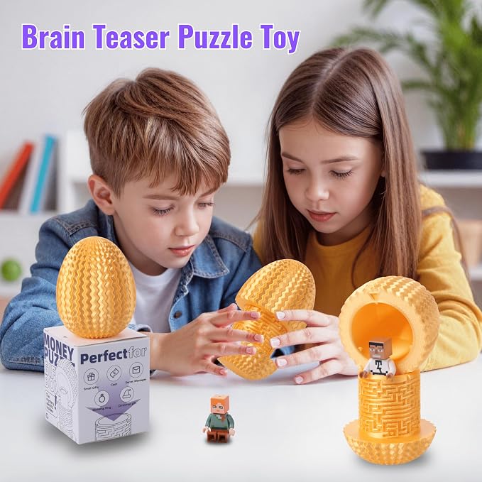 Maze Egg Money Puzzle Gift Box: Available in 4 Unique Internal Designs - Secret Cash Holder & Surprise Gift Container for Easter, Birthday, Wedding - Fun Brain Teaser Toy for Kids & Adults