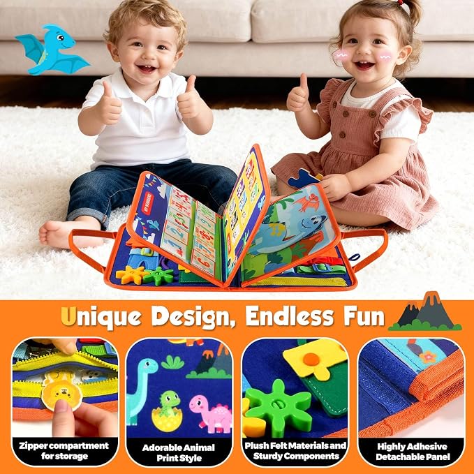 GOLIYEAN Toddler Busy Board - Montessori Toys for Toddler Boy Birthday Gifts, Educational Learning Sensory Busy Book for Toddlers, Quiet Activity Books for Toddlers, Airplane Car Travel Toys