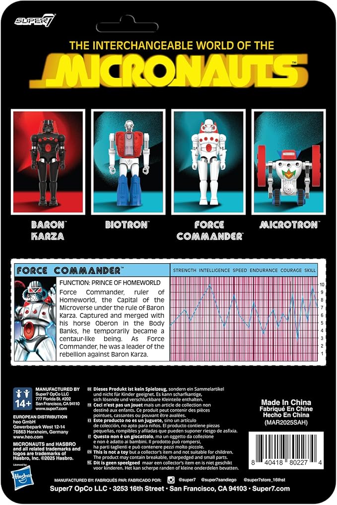 Super7 Reaction+ Micronauts Force Commander - 3.75" Micronauts Action Figure with Accessories - Classic Sci-Fi Collectibles and Retro Toys