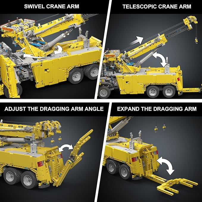 Mould King 17028 Road Rescue Crane Truck Building Blocks, APP & Remote Control Motorized Engineering Tow Truck, 4883 PCS Large Construction Vehicle Model, Advanced Mechanical Building Kit for Adults