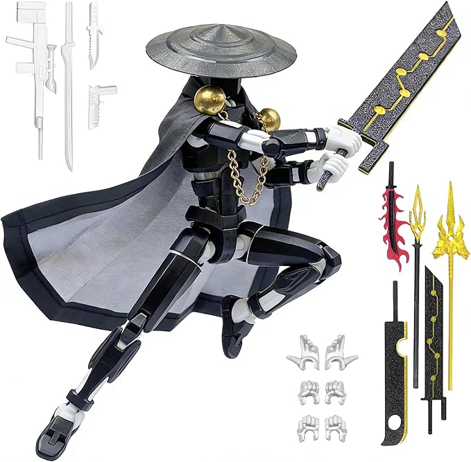 T13 Assembly Completed Action Figures,T-13 Action Figure, Robo 13 3D Printed Action Figure - The Ultimate Hero for Action-Packed Playtime,5.2 Inch, Black White