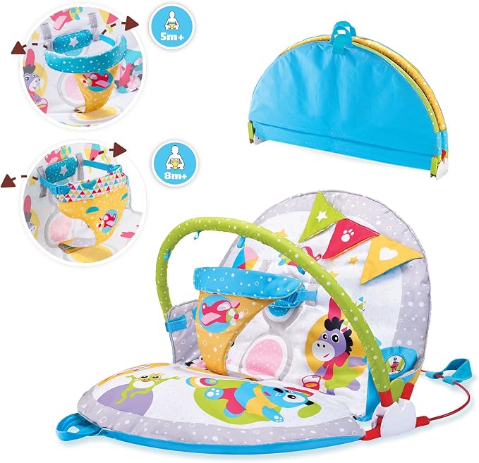 Yookidoo Baby Play Gym & Infant Mat - Lay to Sit-Up 3-in-1 Activity Center