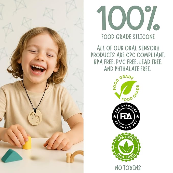 Chew Necklaces for Sensory Kids | Calm Colors 5PCS Chewy Necklace Sensory | Premium Silicone Chew Toys for Kid | Fidget Necklace for Aggressive Chewers Kids | Autism Products | Teething Toys