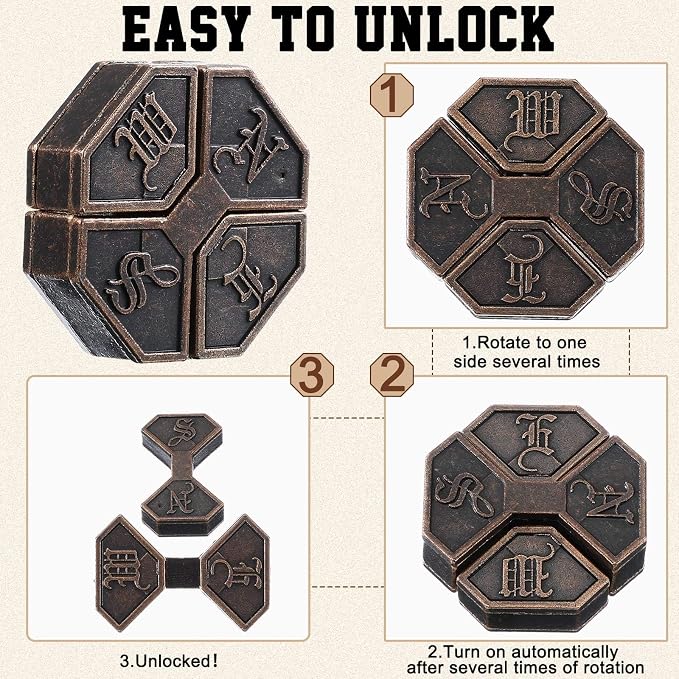 Wettarn 9 Pcs Metal Brain Teaser Puzzles 3D Steel Puzzle Set for Adults IQ Logic Challenge Disentanglement Unlock Interlocking Games Smart Logic Test Toys for Adults Mind Challenge(Classic Style)