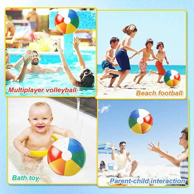 Beach Ball 12 Pack - 12'' Inflatable Beach Balls for Kids Bulk, Swimming Pool Toys Beach Toys for Summer Water Games, Hawaiian Tropical Theme Party Decorations Favors Supplies