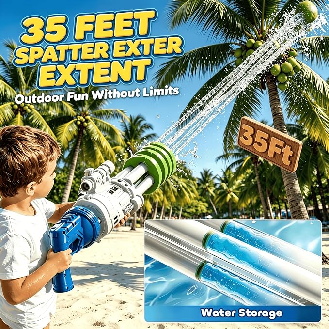 2 Pack Large Water Guns for Kids, Soaker Squirt Water Gun Toys, Beach Backyard Party Play Game Activities, Outdoor Swimming Water Pool Guns Birthday Gifts Toy for Kid Adults Ages 4-8 8-12