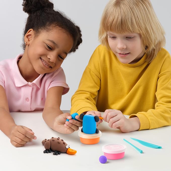 HEY CLAY Colorful Modeling Air Dry Clay for Kids 6 cans with Fun Interactive Instructions App - Kids Activities Age 3+ (Australian Animals: Koala, Kangaroo, Platypus)