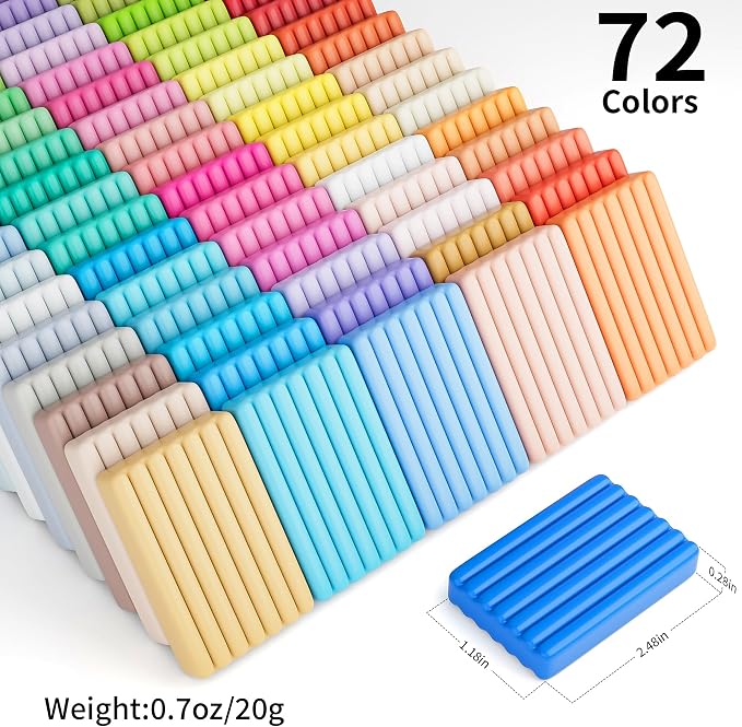 Polymer Clay 72 Colors, Modeling Clay for Kids, Non-Sticky Oven Bake Clay with Sculpting Tools and Accessories, Halloween Christmas Gift for Children and Artists