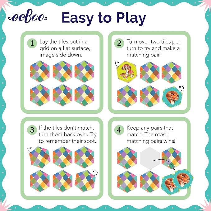 eeBoo: Memory and Matching Game - Life in a Meadow - 24 Pairs, Develops Recognition, Concentration, Memory & Vocabulary Skills, Age 3+